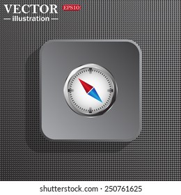 compass icon with red and blue arrow, vector illustration, EPS 10