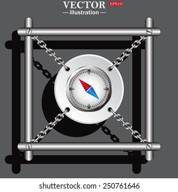 compass icon with red and blue arrow, vector illustration, EPS 10