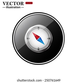 compass icon with red and blue arrow, vector illustration, EPS 10