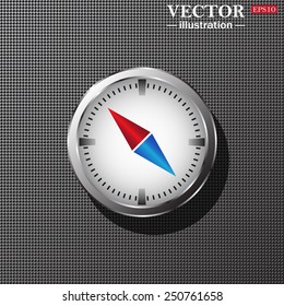 compass icon with red and blue arrow, vector illustration, EPS 10