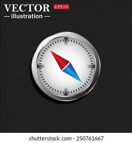 compass icon with red and blue arrow, vector illustration, EPS 10