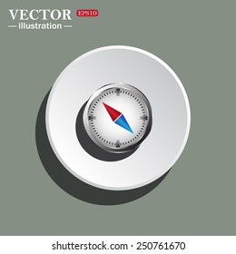 compass icon with red and blue arrow, vector illustration, EPS 10