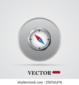 compass icon with red and blue arrow, vector illustration, EPS 10