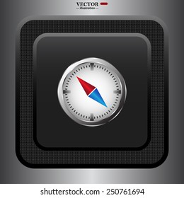 compass icon with red and blue arrow, vector illustration, EPS 10