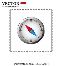 compass icon with red and blue arrow, vector illustration, EPS 10