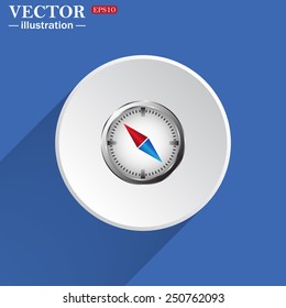 compass icon with red and blue arrow, vector illustration, EPS 10