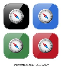 compass icon with red and blue arrow, vector illustration, EPS 10