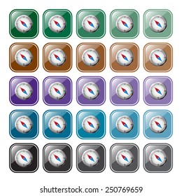 compass icon with red and blue arrow, vector illustration, EPS 10