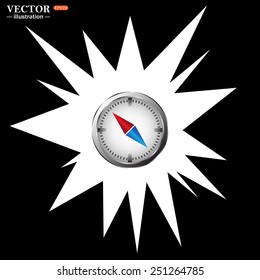 compass icon with red and blue arrow, vector illustration, EPS 10