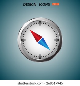 compass icon with red and blue arrow. icon. vector design
