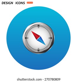 compass icon with red and blue arrow. icon. vector design