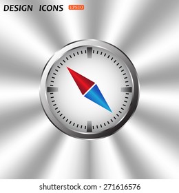 compass icon with red and blue arrow. icon. vector design