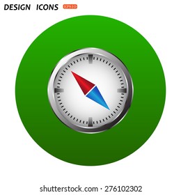 compass icon with red and blue arrow. icon. vector design