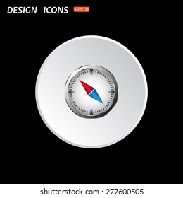 compass icon with red and blue arrow. icon. vector design