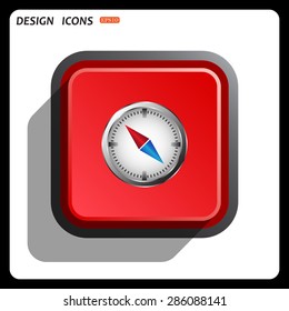 compass icon with red and blue arrow. icon. vector design
