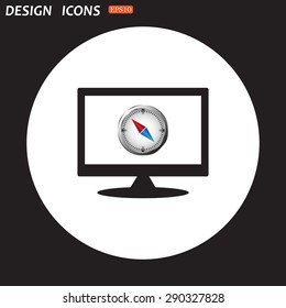 compass icon with red and blue arrow. icon. vector design