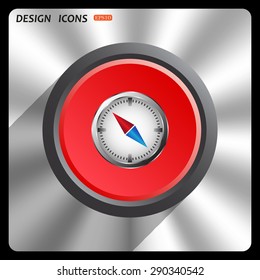 compass icon with red and blue arrow. icon. vector design