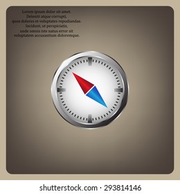 compass icon with red and blue arrow. icon. vector design