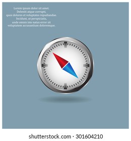 compass icon with red and blue arrow. icon. vector design