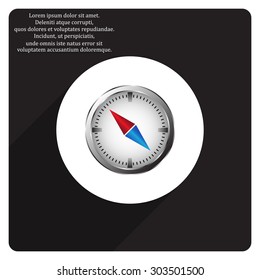 compass icon with red and blue arrow. icon. vector design