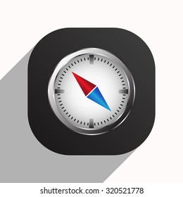 compass icon with red and blue arrow. icon. vector design