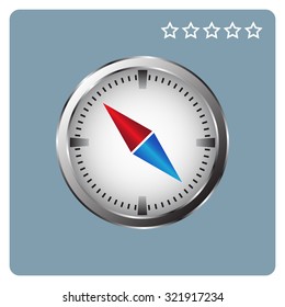 compass icon with red and blue arrow. icon. vector design