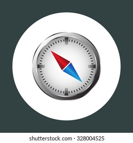 compass icon with red and blue arrow. icon. vector design