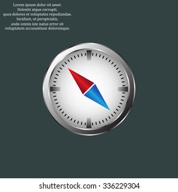 compass icon with red and blue arrow. icon. vector design