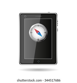 compass icon with red and blue arrow. icon. vector design