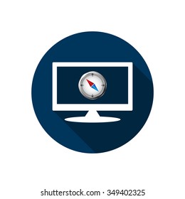 compass icon with red and blue arrow. icon. vector design