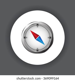 compass icon with red and blue arrow. icon. vector design