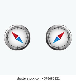 compass icon with red and blue arrow.