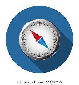 compass icon with red and blue arrow icon flat design style