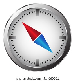 compass icon with red and blue arrow.
