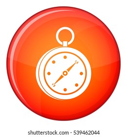 Compass icon in red circle isolated on white background vector illustration