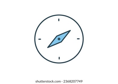 Compass icon. icon related to direction and purpose. suitable for web site design, app, user interfaces, printable etc. Flat line icon style. Simple vector design editable