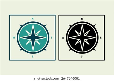 Compass icon. icon related to UI elements. suitable for web site, app, user interfaces,element, printable etc. solid icon style. simple vector design editable