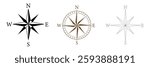 Compass icon. Compass rose sign. Star icon navigation. Northern Star. Polar Star logo. Windrose symbol. Nautical wind rose icon. Compasses for travel map. Navigation arrow symbols.