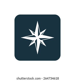 compass icon Rounded squares button, on white background 