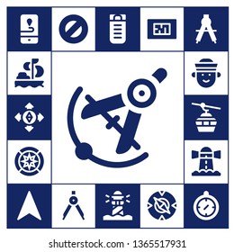 compass icon set. 17 filled compass icons.  Collection Of - Gps, Sailing, Destination, Compass, Wind rose, Sailor, Cableway, Lighthouse, Navigation, Protractor, Sleeping bag, Blueprint