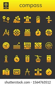 compass icon set. 26 filled compass icons.  Simple modern icons about  - Destination, Gps, Sailing, Lighthouse, Sleeping bag, Direction, Compass, Sailor, Sea, Blueprint, Travel