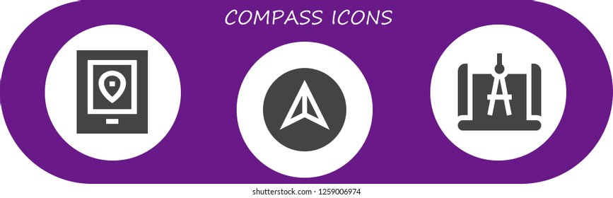  compass icon set. 3 filled compass icons. Simple modern icons about  - Gps, Navigation, Compass