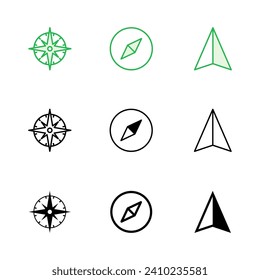 Compass icon set. arrow compass icon vector
