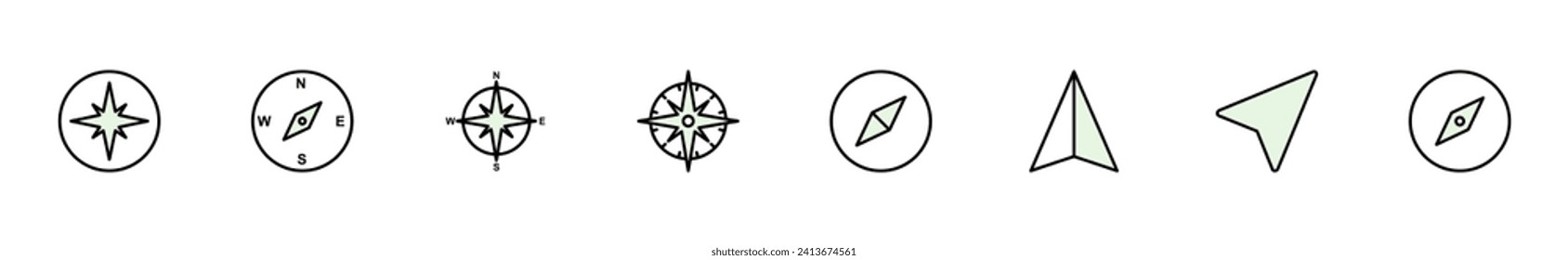 Compass icon set. arrow compass icon vector
