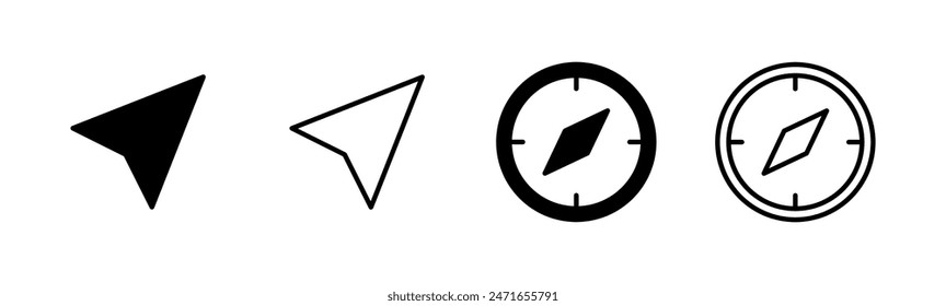 Compass icon set. arrow compass icon vector