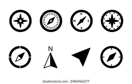 Compass icon set. arrow compass icon vector