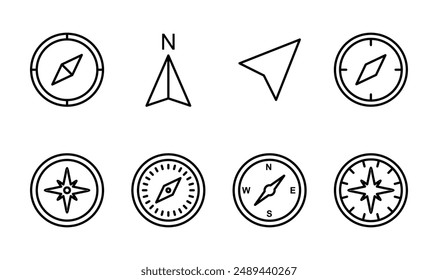 Compass icon set. arrow compass icon vector