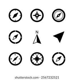 Compass icon set. arrow compass icon vector