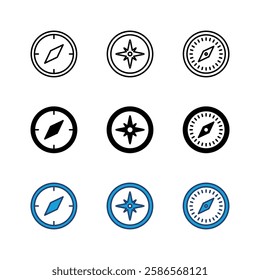 Compass icon set. arrow compass icon vector