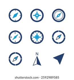Compass icon set. arrow compass icon vector